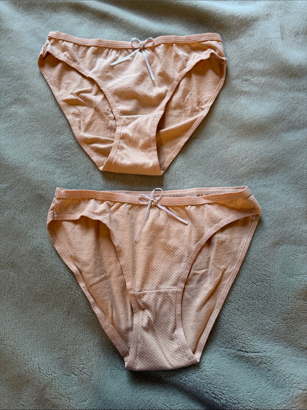Peach Polka Dot Underwear Two Piece Set Size S/M